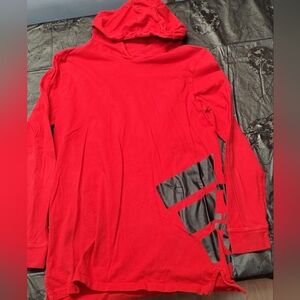 Adidas Red Hooded shirt with Adidas side logo